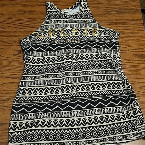 Four Girlz Tribal Print Gold Printed Celfie Tank - Picture 1 of 2